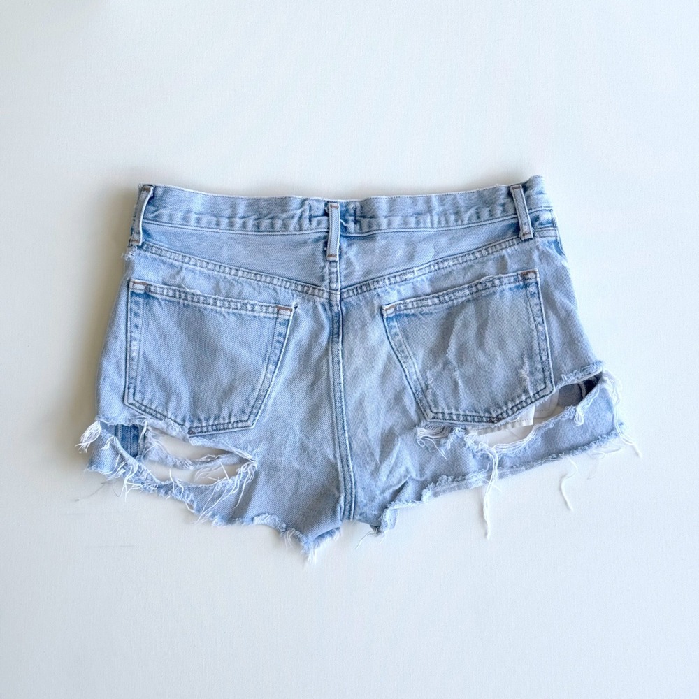 AGOLDE Parker Cut Off Denim Shorts Women's Size 27 Light Blue Distressed - Picture 7 of 7